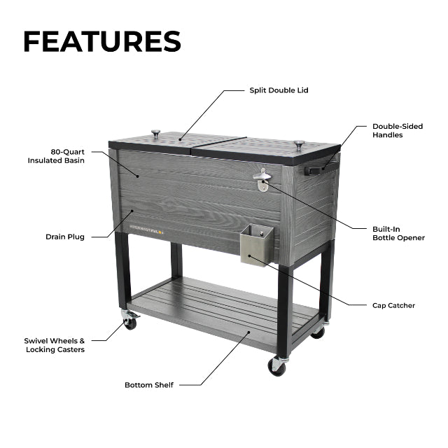 PERMASTEEL 80QT RUSTIC WOOD GRAIN COOLER