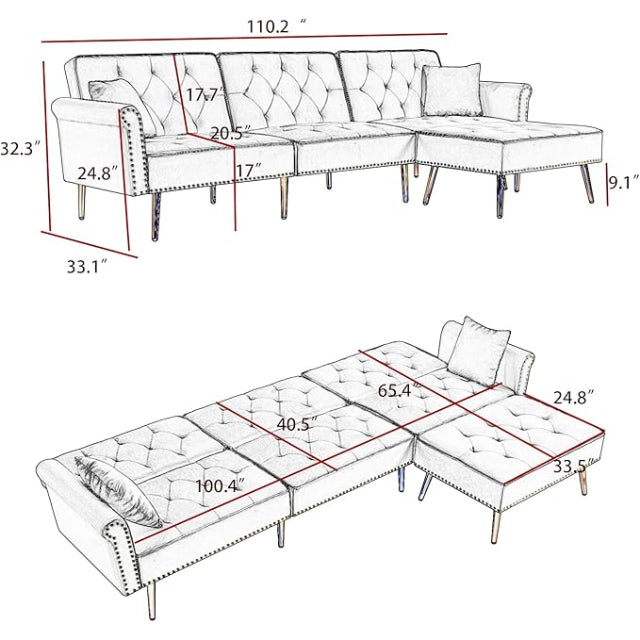 JOHNTE L SHAPED SLEEPER SOFA WITH OTTOMAN FURNITURE SET