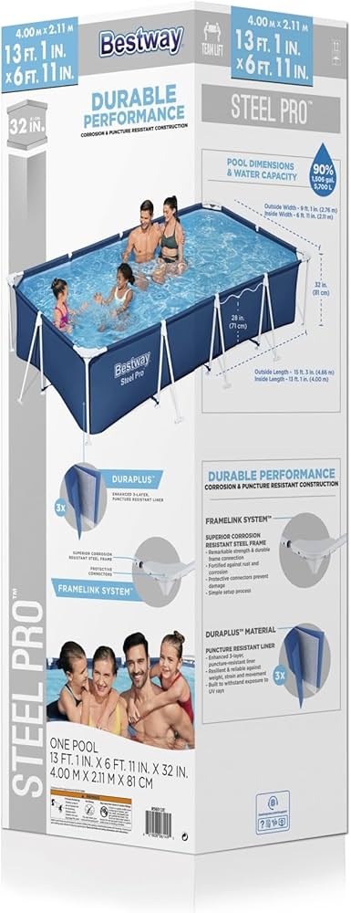 Bestway  Rectangular  Swimming Pool with Filter Pump 13ft long