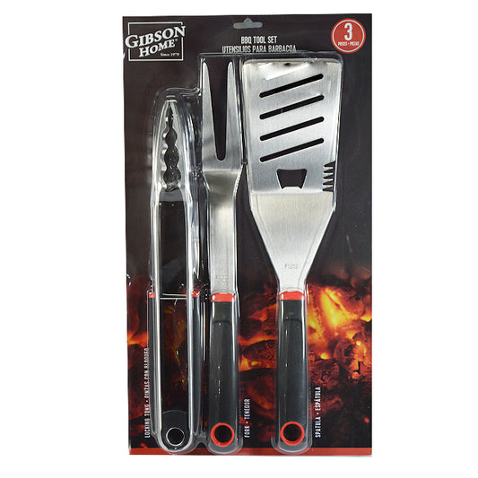 GIBSON HUCKLEBERRY 3PC S/STEEL BBQ TOOL SET