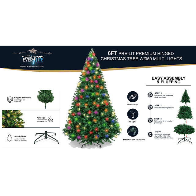 6FT PRE-LIT PREMIUM HINGED CHRISTMAS TREE