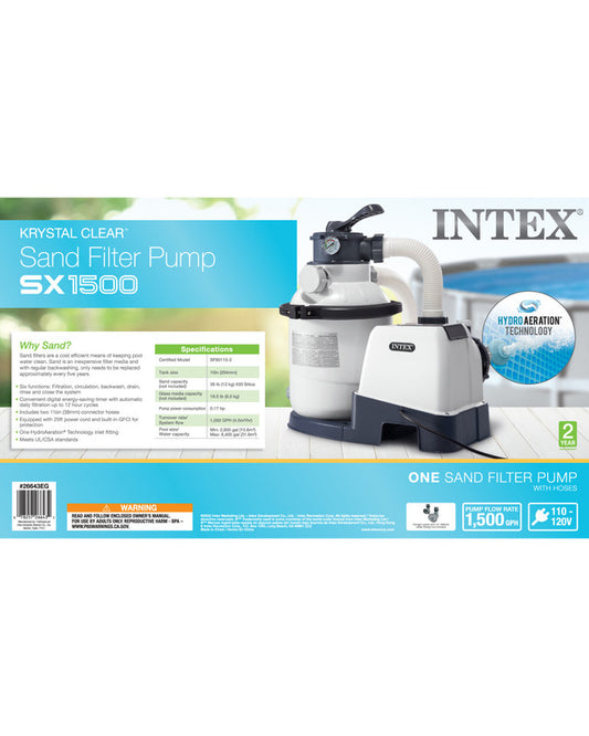 Krystal Clear™ Sand Filter Pump & Saltwater Pool Chlorine System 1500 gph