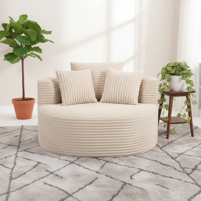 COMPRESSED ROUND OVERSIZED BARREL CHAIR