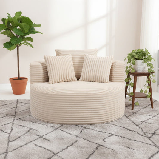 COMPRESSED ROUND OVERSIZED BARREL CHAIR
