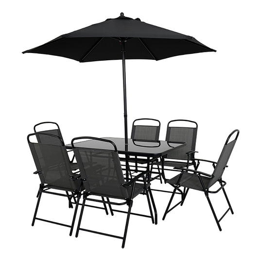 HOME ACCENTS 8PC PATIO DINING SET W/UMBRELLA