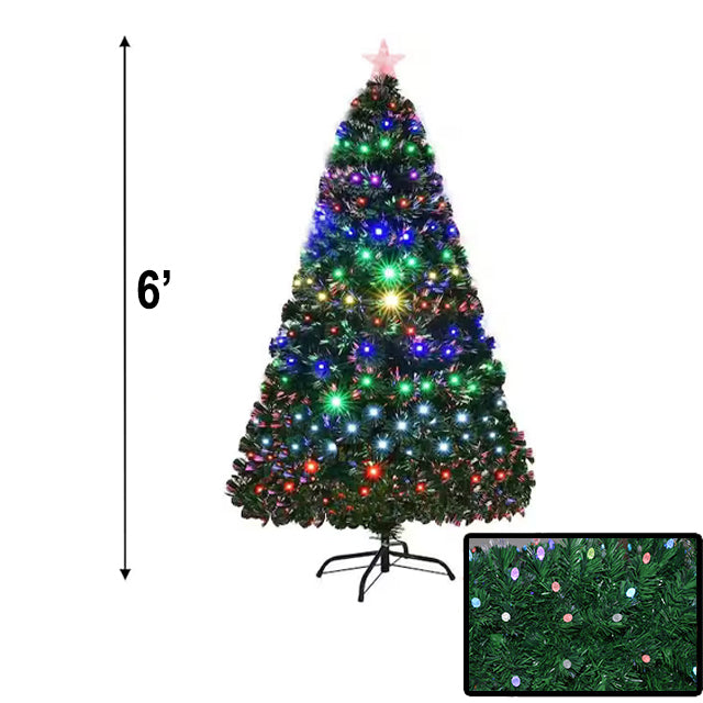 XMAS TREE 6FT W/FIBRE OPTIC & LED C3 BULBS