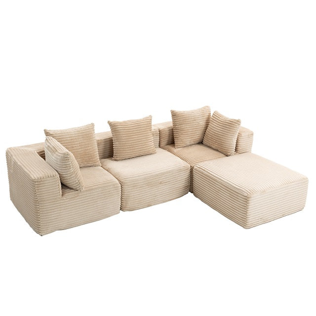 COMPRESSED MODULAR SECTIONAL COUCH WITH OTTOMAN