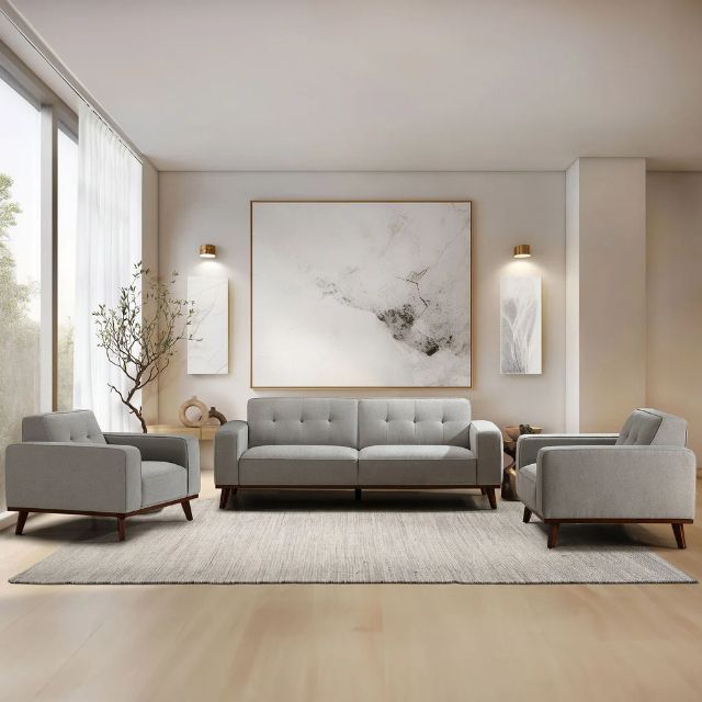 VICENZA 3 PIECE SOFA SET GREY