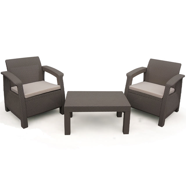 COASTLINE PARIA 3PC OUTDOOR PATIO SET GREY