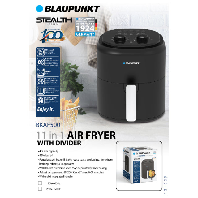 BLAUPUNKT 4.5L 11 IN 1 AIR FRYER W/DIVIDER