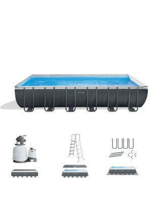 Rectangular Ultra XTR® Frame Above Ground Pool w/ Sand Filter Pump - 24' x 12' x 52